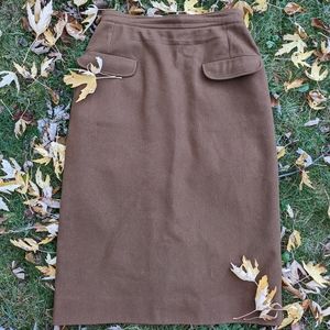 Vintage made in France brown wool pencil skirt